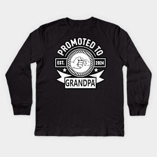 Promoted To Grandpa Est 2024 - Soon To Be Grandpa Funny Pregnancy Announcement for Grandfather Kids Long Sleeve T-Shirt